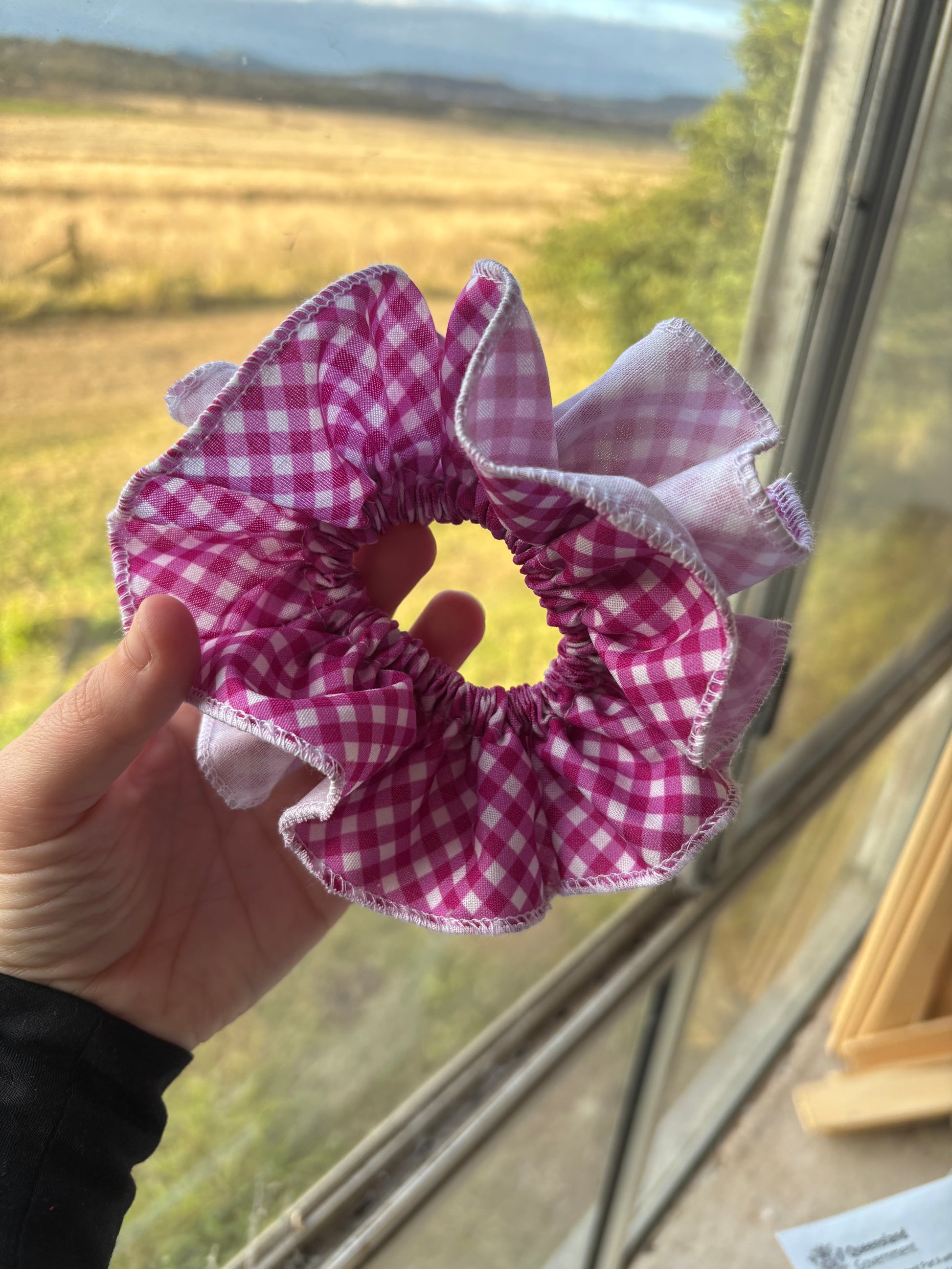 Gingham Frill Scrunchie