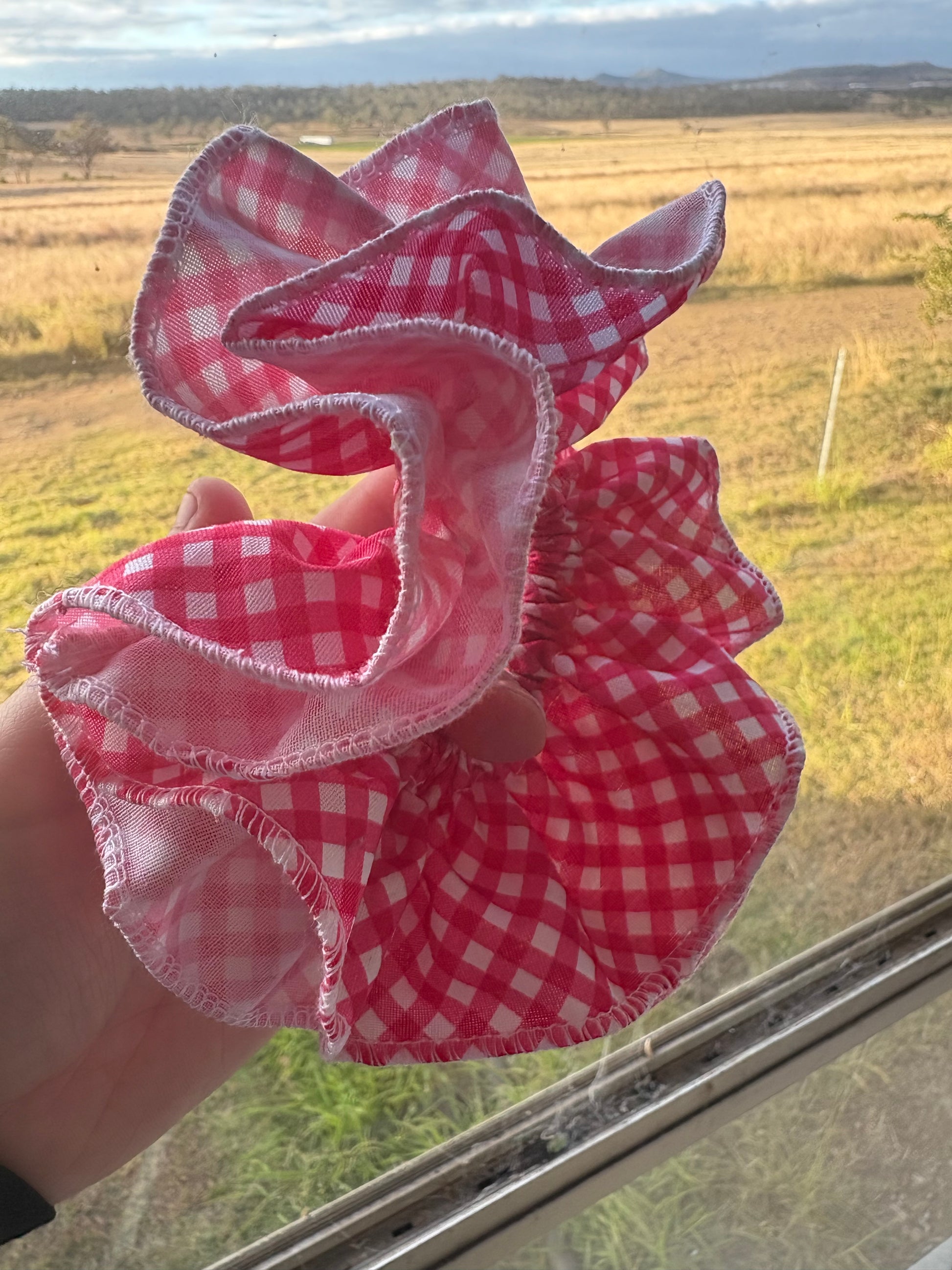 Gingham Frill Scrunchie
