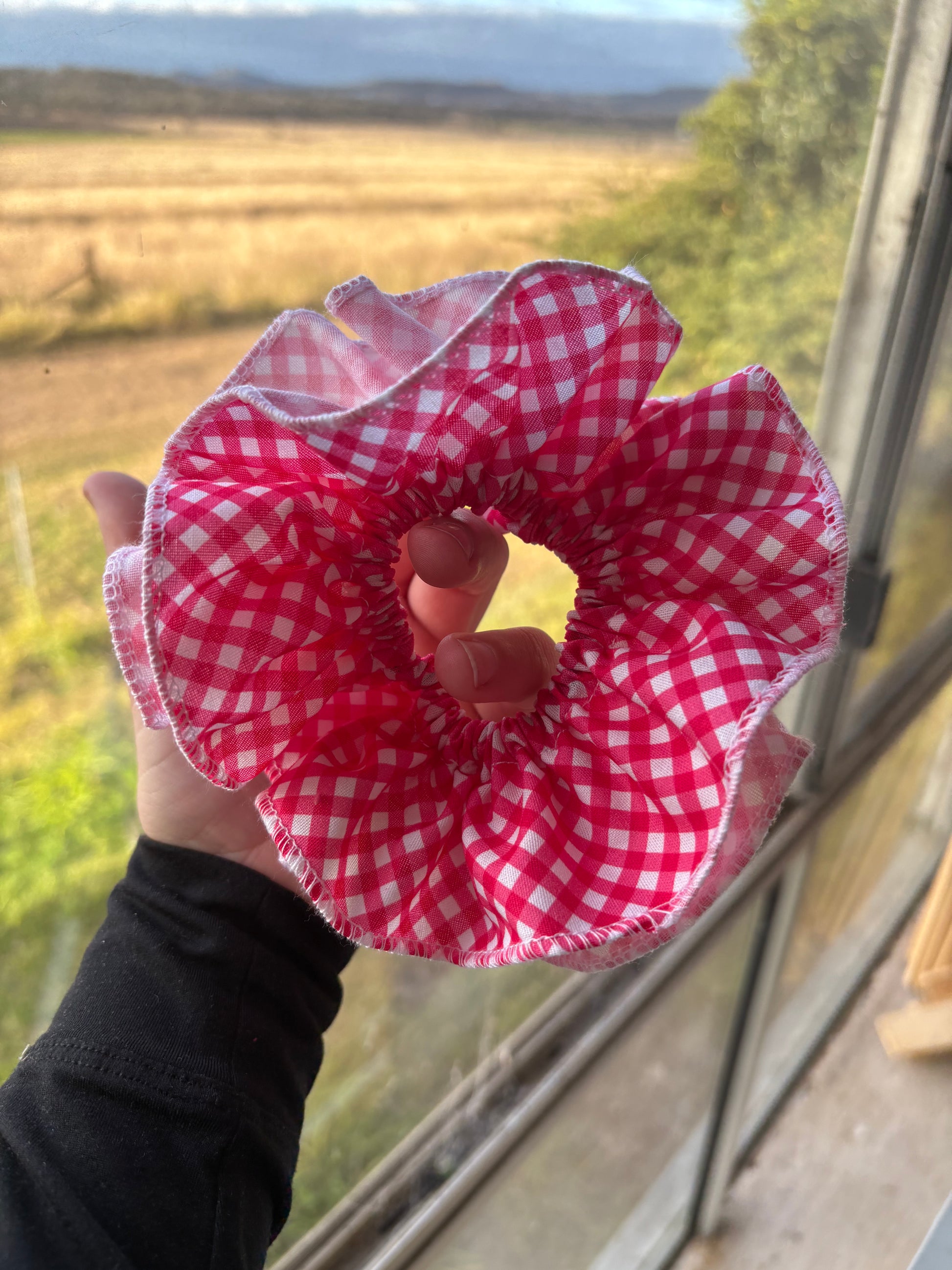 Gingham Frill Scrunchie