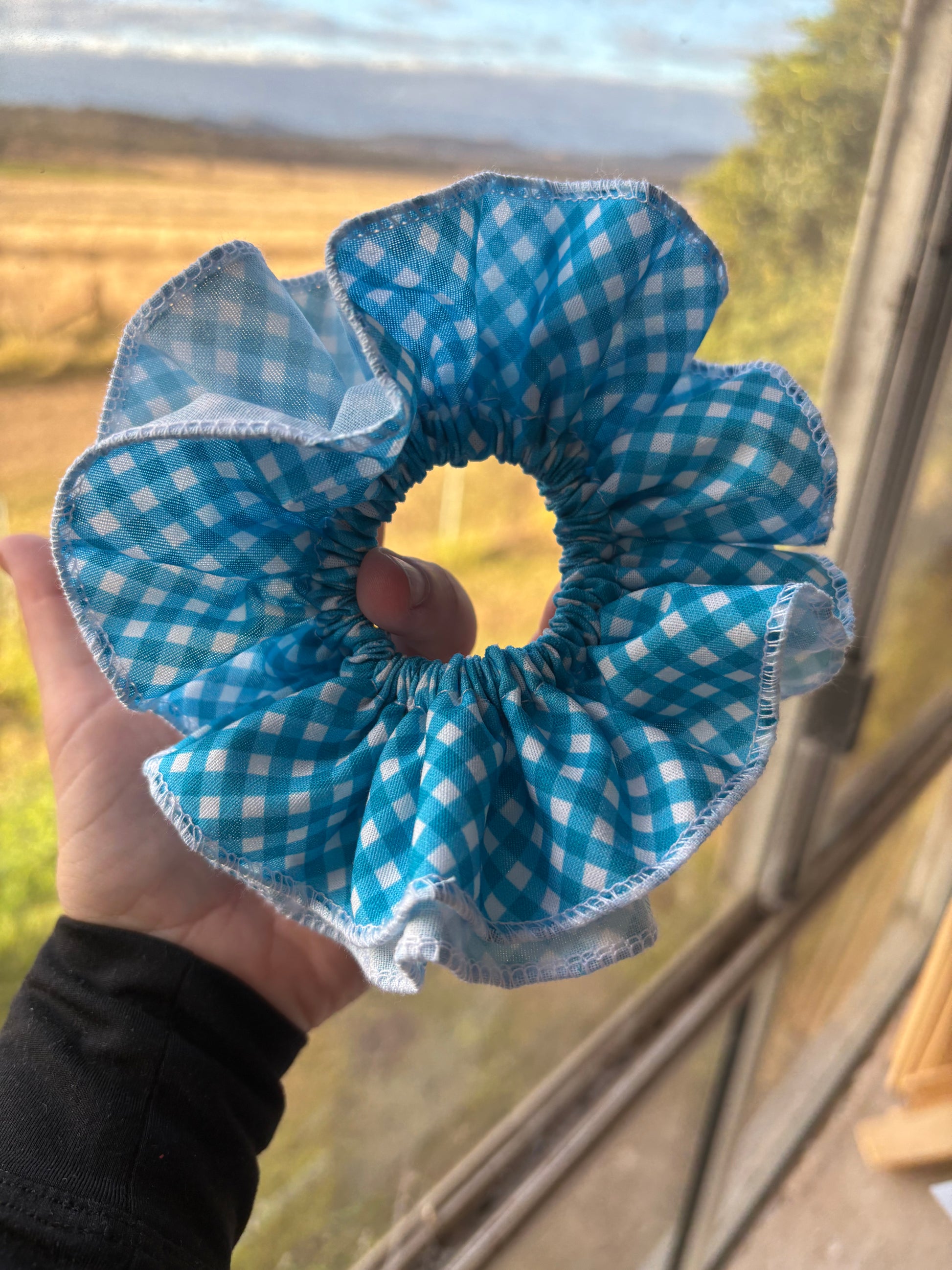 Gingham Frill Scrunchie