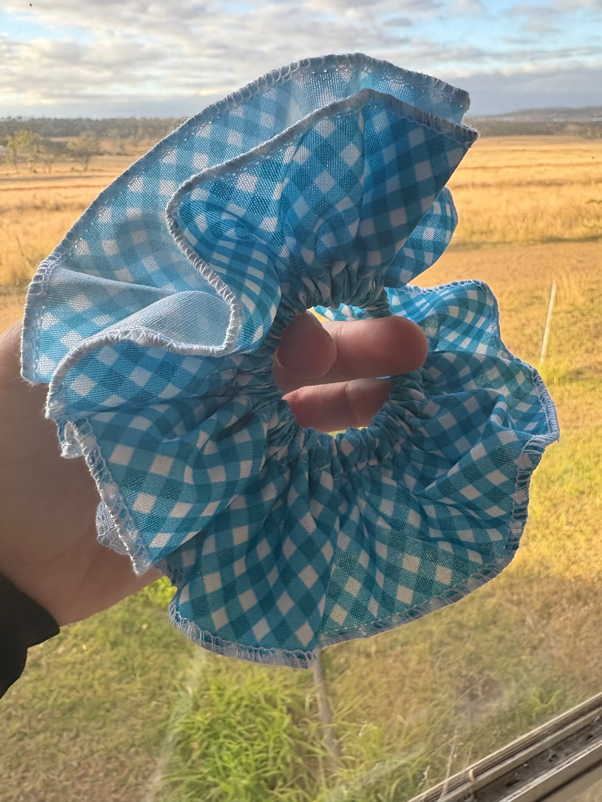 Gingham Frill Scrunchie
