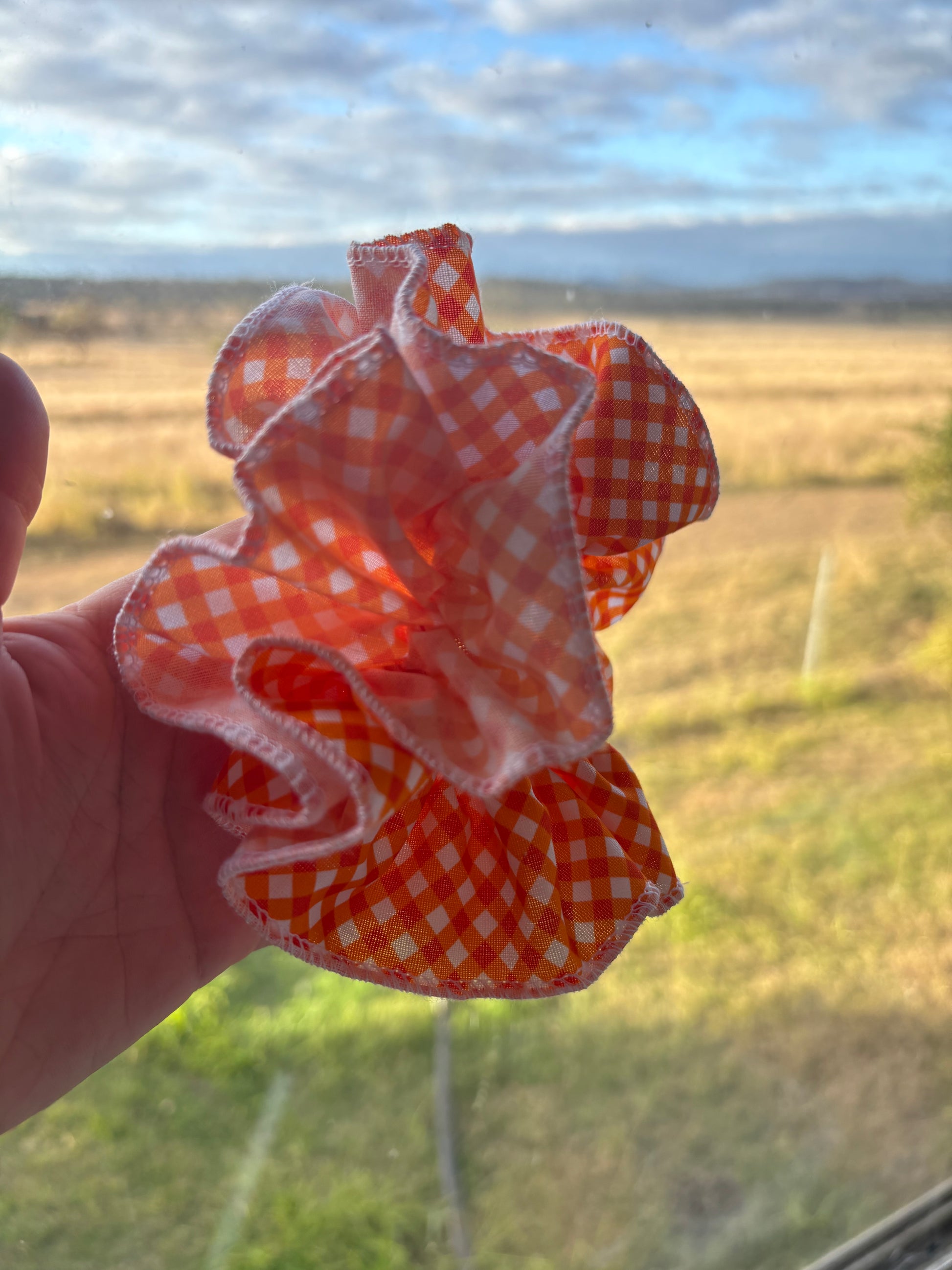 Gingham Frill Scrunchie